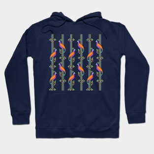 Vintage Art Deco Birds and Stripes Pattern Hoodie